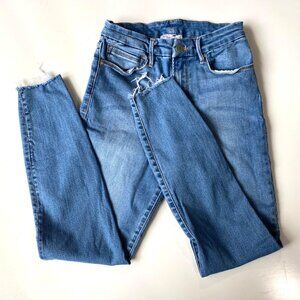 Gianni bini high rise waist skinny distressed tattered raw hem jeans sz 27 stret